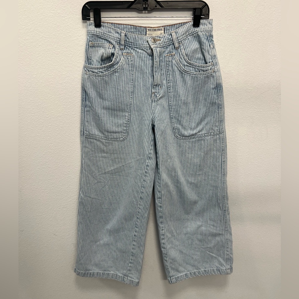 We The Free Light Blue Striped Cropped Jeans